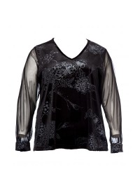 No 1 By Ox Velour Bluse Med Sølv Print No 1 By Ox Velour Bluse Med Sølv Print
